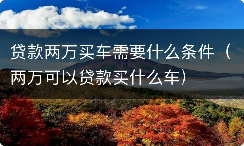 贷款两万买车需要什么条件（两万可以贷款买什么车）
