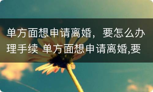 单方面想申请离婚，要怎么办理手续 单方面想申请离婚,要怎么办理手续流程