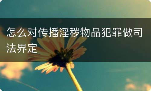 怎么对传播淫秽物品犯罪做司法界定