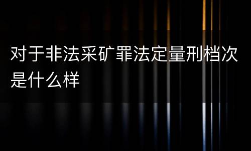 对于非法采矿罪法定量刑档次是什么样