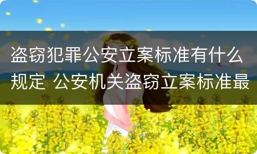 盗窃犯罪公安立案标准有什么规定 公安机关盗窃立案标准最新标准