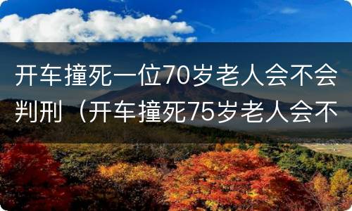 开车撞死一位70岁老人会不会判刑（开车撞死75岁老人会不会坐牢）