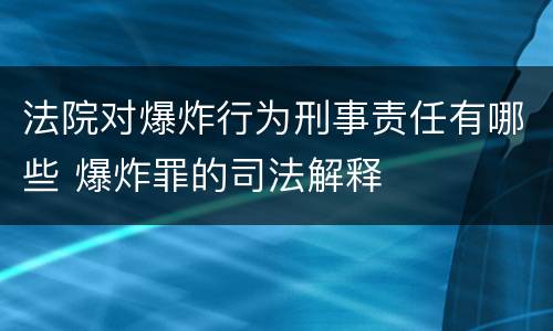 法院对爆炸行为刑事责任有哪些 爆炸罪的司法解释