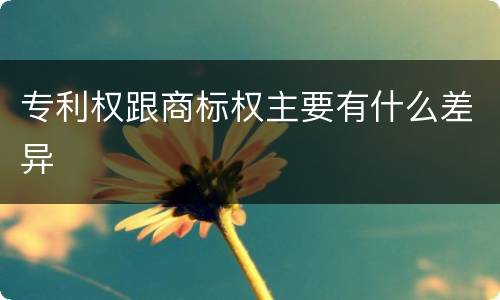 专利权跟商标权主要有什么差异