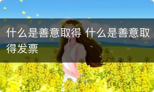 什么是善意取得 什么是善意取得发票