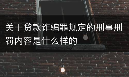 关于贷款诈骗罪规定的刑事刑罚内容是什么样的