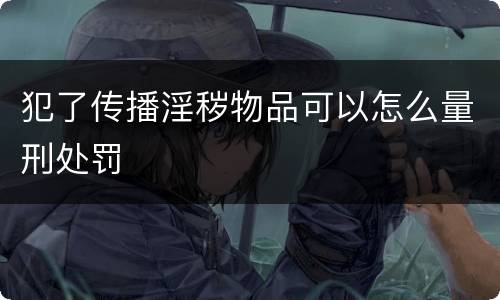 犯了传播淫秽物品可以怎么量刑处罚
