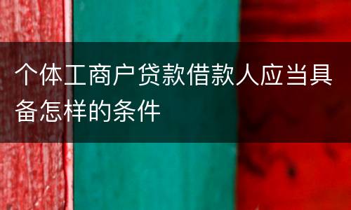 个体工商户贷款借款人应当具备怎样的条件