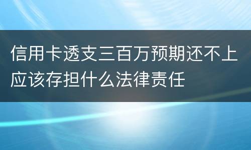 信用卡透支三百万预期还不上应该存担什么法律责任