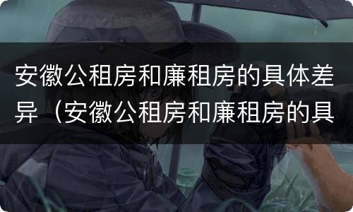 安徽公租房和廉租房的具体差异（安徽公租房和廉租房的具体差异在哪）