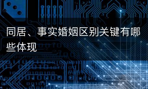 同居、事实婚姻区别关键有哪些体现