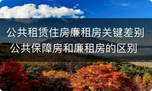 公共租赁住房廉租房关键差别 公共保障房和廉租房的区别