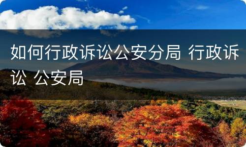 如何行政诉讼公安分局 行政诉讼 公安局