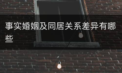事实婚姻及同居关系差异有哪些