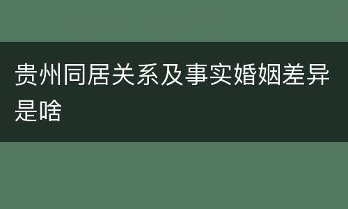 贵州同居关系及事实婚姻差异是啥