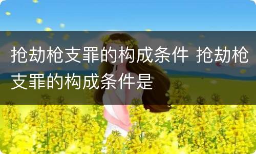 抢劫枪支罪的构成条件 抢劫枪支罪的构成条件是
