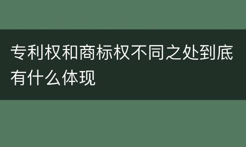 专利权和商标权不同之处到底有什么体现