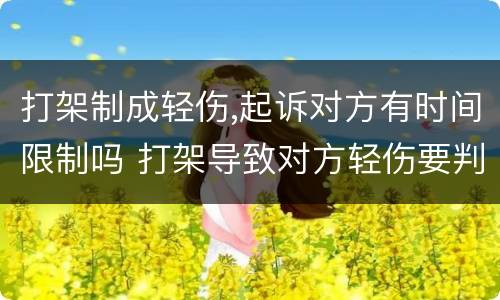 打架制成轻伤,起诉对方有时间限制吗 打架导致对方轻伤要判多久