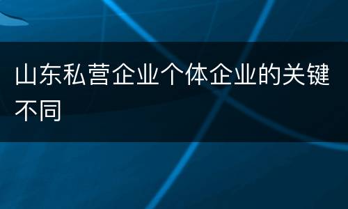 山东私营企业个体企业的关键不同