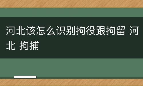 河北该怎么识别拘役跟拘留 河北 拘捕