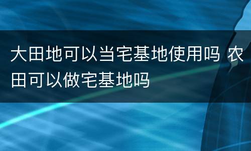大田地可以当宅基地使用吗 农田可以做宅基地吗
