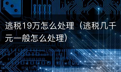 逃税19万怎么处理（逃税几千元一般怎么处理）