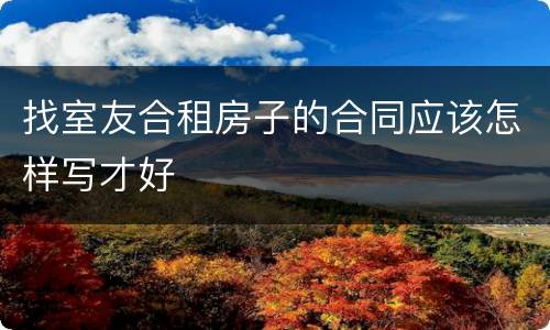 找室友合租房子的合同应该怎样写才好