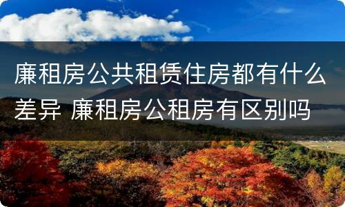 廉租房公共租赁住房都有什么差异 廉租房公租房有区别吗
