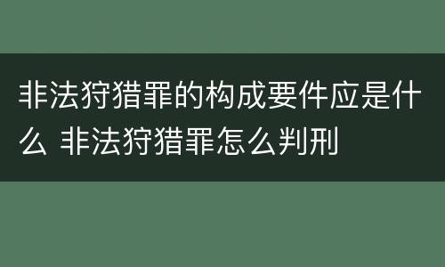 非法狩猎罪的构成要件应是什么 非法狩猎罪怎么判刑