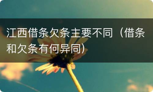 江西借条欠条主要不同（借条和欠条有何异同）