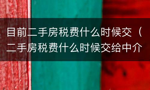 目前二手房税费什么时候交（二手房税费什么时候交给中介）