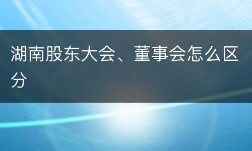 湖南股东大会、董事会怎么区分