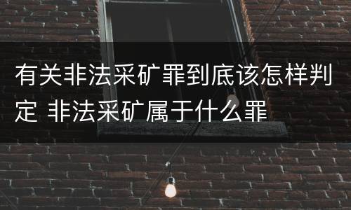 有关非法采矿罪到底该怎样判定 非法采矿属于什么罪
