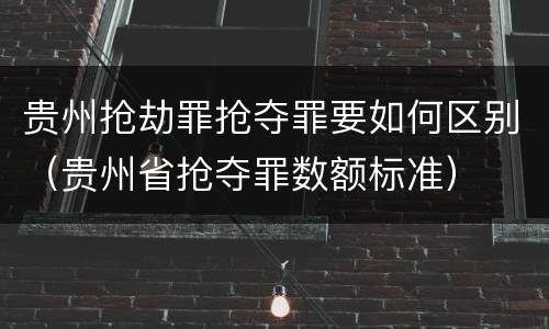贵州抢劫罪抢夺罪要如何区别（贵州省抢夺罪数额标准）