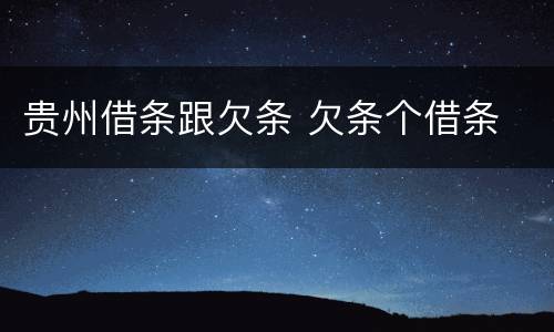 贵州借条跟欠条 欠条个借条