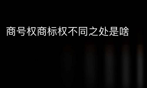 商号权商标权不同之处是啥