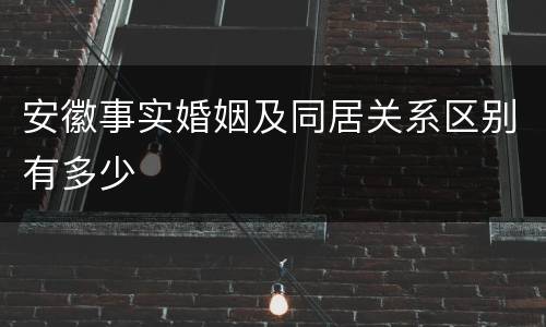 安徽事实婚姻及同居关系区别有多少