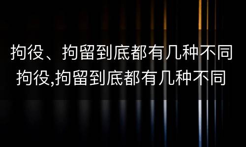 拘役、拘留到底都有几种不同 拘役,拘留到底都有几种不同吗
