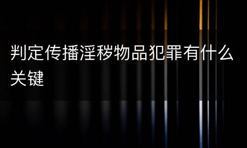 判定传播淫秽物品犯罪有什么关键