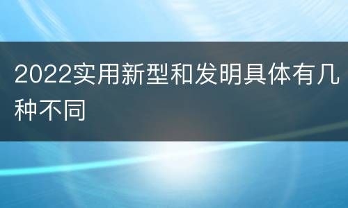 2022实用新型和发明具体有几种不同
