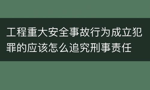 工程重大安全事故行为成立犯罪的应该怎么追究刑事责任