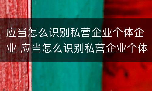 应当怎么识别私营企业个体企业 应当怎么识别私营企业个体企业信息