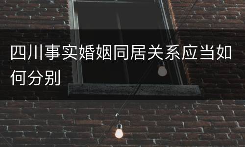 四川事实婚姻同居关系应当如何分别