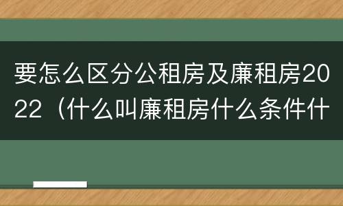 要怎么区分公租房及廉租房2022（什么叫廉租房什么条件什么叫公租房）