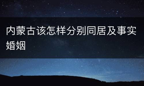 内蒙古该怎样分别同居及事实婚姻