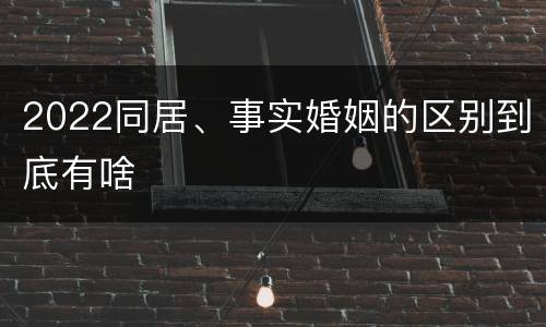 2022同居、事实婚姻的区别到底有啥