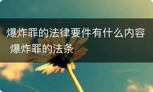 爆炸罪的法律要件有什么内容 爆炸罪的法条