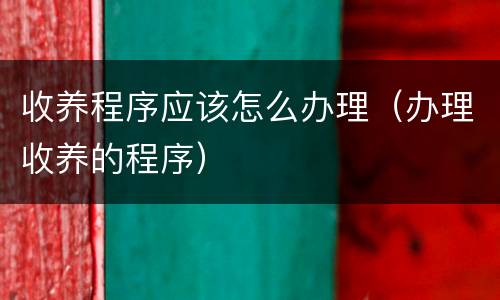 收养程序应该怎么办理（办理收养的程序）