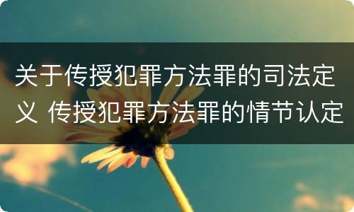 关于传授犯罪方法罪的司法定义 传授犯罪方法罪的情节认定