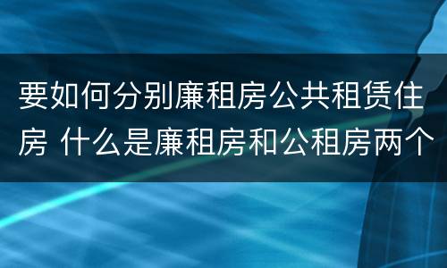 要如何分别廉租房公共租赁住房 什么是廉租房和公租房两个有什么特点